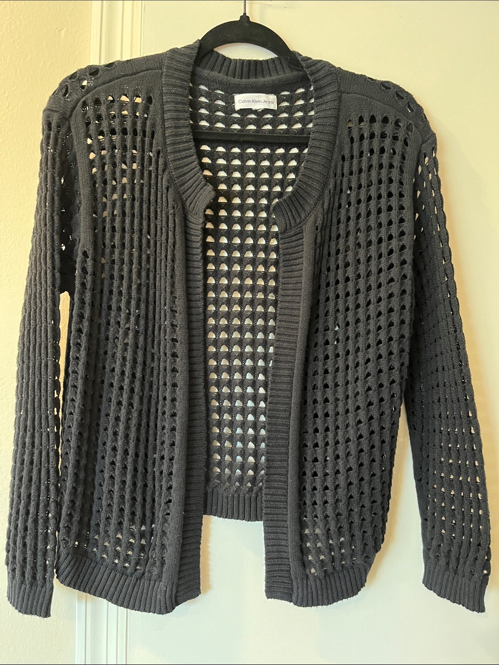 Calvin Klein Black Open Weave Cardigan